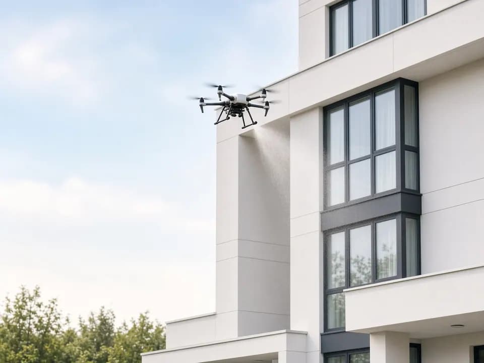 Spălare fațade cu dronă